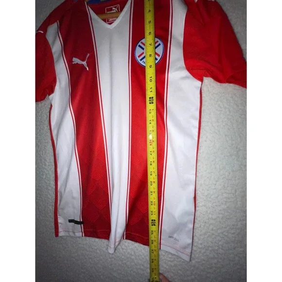 Puma Paraguay APF National Team Soccer Jersey Red White Striped Mens Small S - Picture 9 of 10